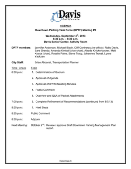 AGENDA Downtown Parking Task Force (DPTF) Meeting #9