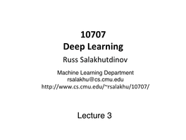 10707 Deep Learning Russ Salakhutdinov