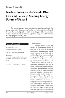 Nuclear Power on the Vistula River Law and Policy in Shaping Energy Future of Poland