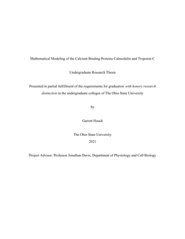 Mathematical Modeling of the Calcium Binding Proteins Calmodulin and Troponin C