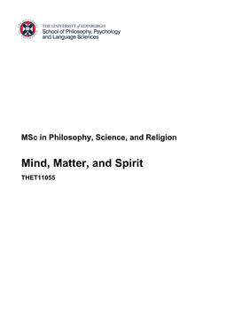 Msc in Philosophy, Science, and Religion