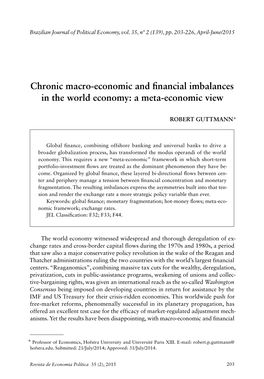 Chronic Macro-Economic and Financial Imbalances in the World Economy: a Meta-Economic View