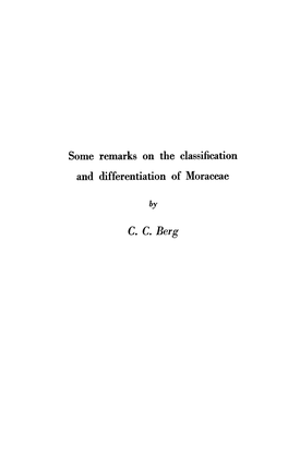 Some Remarks the Classification and Differentiation of Moraceae by C.C