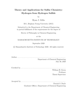 Hydrogen from Hydrogen Sulfide Ryan J. Gillis