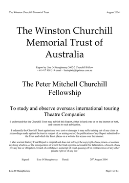 The Winston Churchill Memorial Trust of Australia