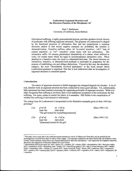 Lushootseed Argument Structure and the Discourse Function of the Morpheme I-Bl