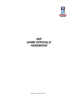 Iihf Game Officials' Handbook