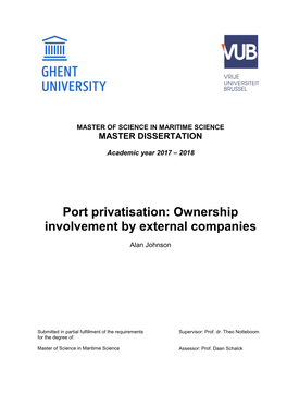 Port Privatisation: Ownership Involvement by External Companies