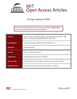 Entropy Coding in HEVC