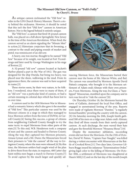 The Missouri Old Sow Cannon, Or “Foli’S Folly” by Cheryl L