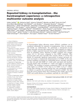 Repeated Kidney Re‐Transplantation—The Eurotransplant Experience