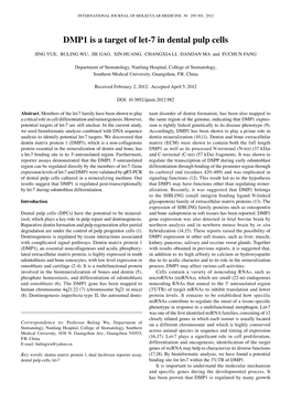 DMP1 Is a Target of Let-7 in Dental Pulp Cells