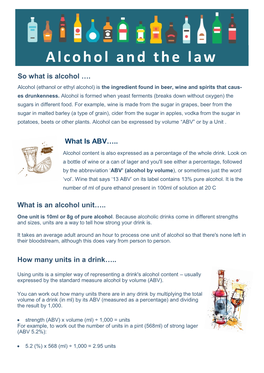 Alcohol and the Law So What Is Alcohol …