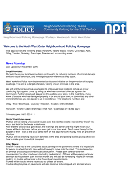 The North West Outer Neighbourhood Policing Homepage