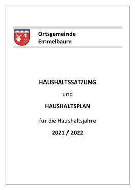 Ortsgemeinde Emmelbaum HAUSHALTSSATZUNG Und