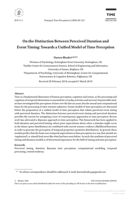 On the Distinction Between Perceived Duration and Event Timing: Towards a Unified Model of Time Perception