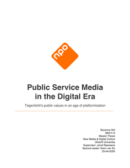 Public Service Media in the Digital Era