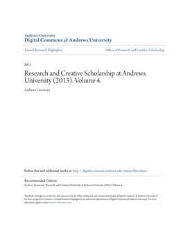 Research and Creative Scholarship at Andrews University (2013). Volume 4