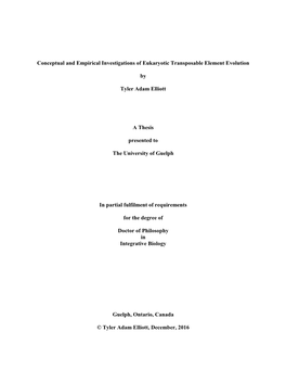 Conceptual and Empirical Investigations of Eukaryotic Transposable Element Evolution