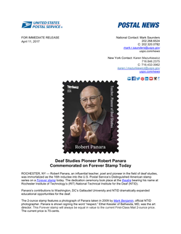 Deaf Studies Pioneer Robert Panara Commemorated on Forever Stamp Today