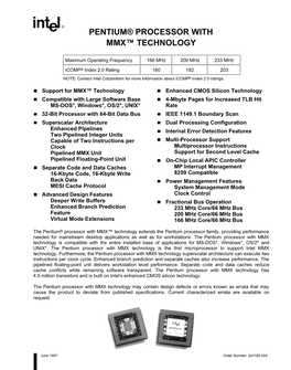 Pentium® Processor with Mmx™ Technology