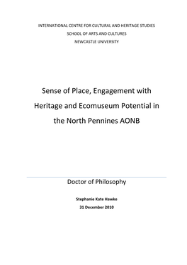 Sense of Place, Engagement with Heritage and Ecomuseum Potential in the North Pennines AONB