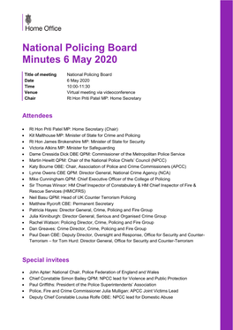 National Policing Board Minutes 6 May 2020