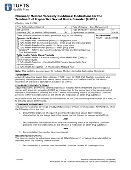 Pharmacy Medical Necessity Guidelines