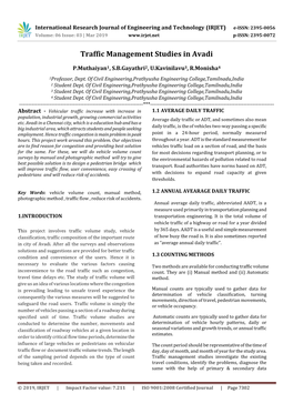 Traffic Management Studies in Avadi