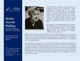 Melba Phillips Was a Respected Theoretical Physicist, an Influential Educator, and a Proponent of Moral Responsibility for Scientists