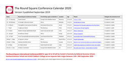 The Round Square Conference Calendar 2020 Version 3 Published September 2019