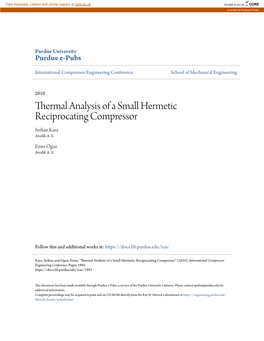 Thermal Analysis of a Small Hermetic Reciprocating Compressor Serkan Kara Arcelik A