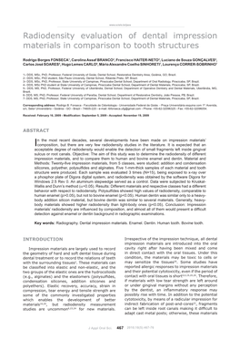 Radiodensity Evaluation of Dental Impression Materials in Comparison to Tooth Structures