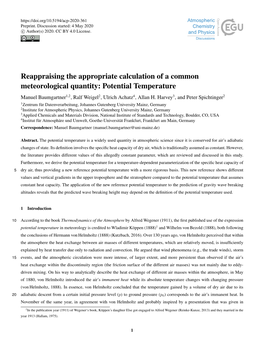 Potential Temperature Manuel Baumgartner1,2, Ralf Weigel2, Ulrich Achatz4, Allan H