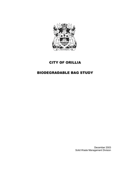 City of Orillia Biodegradable Bag Study