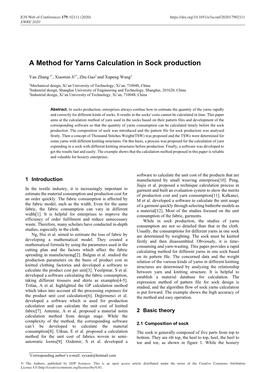 A Method for Yarns Calculation in Sock Production