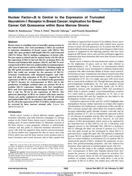 Nuclear Factor-KB Is Central to the Expression of Truncated Neurokinin