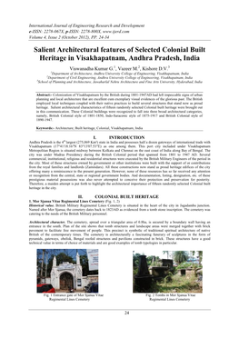 Salient Architectural Features of Selected Colonial Built Heritage in Visakhapatnam, Andhra Pradesh, India