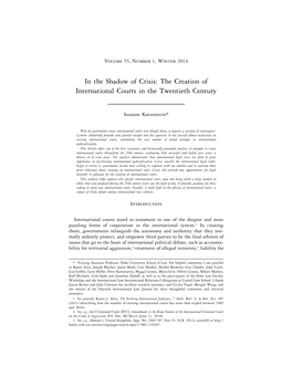 The Creation of International Courts in the Twentieth Century