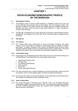 Chapter 1: Local Socio-Economic/Demographic Profile