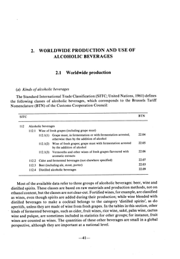 Worldwide Production and Use of Alcoholic Beverages