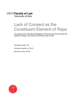 Lack of Consent As the Constituent Element of Rape