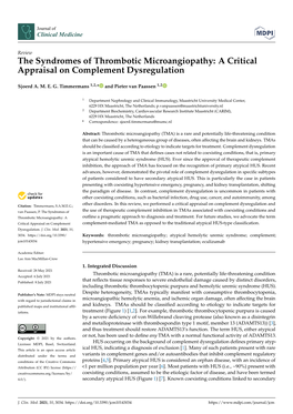 The Syndromes of Thrombotic Microangiopathy: a Critical Appraisal on Complement Dysregulation