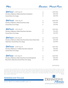 Plan Elevation Priced From