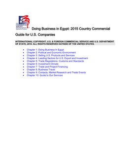 Doing Business in Egypt: 2015 Country Commercial Guide for U.S. Companies