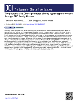 The Phosphatase CD148 Promotes Airway Hyperresponsiveness Through SRC Family Kinases