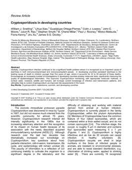 Review Article Cryptosporidiosis in Developing Countries