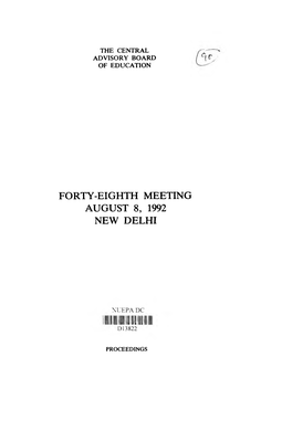 Forty-Eighth Meeting August 8, 1992 New Delhi