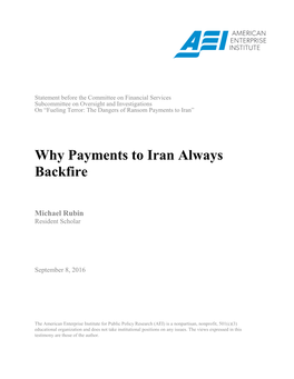 Why Payments to Iran Always Backfire