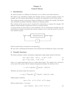 Chapter 3 Control Theory 1 Introduction 2 Transfer Functions